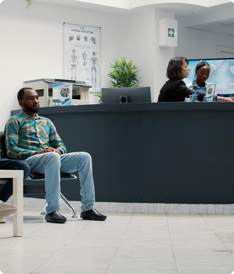 Hospital reception waiting area